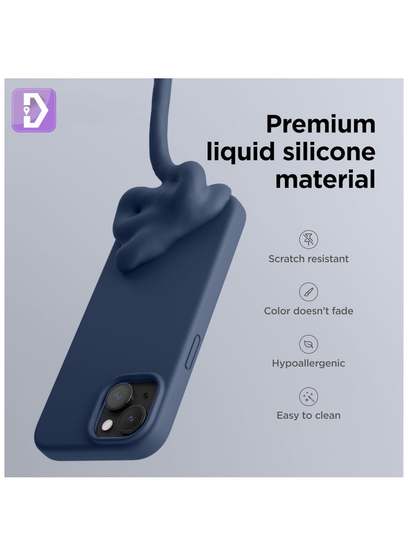 Delivus Iphone Silicone Case - Silky Soft Touch with Grade Drop Protection - Anti-Scratch Microfiber Lining - Shockproof Protective Phone Case Slim Thin Cover (Iphone 15, Navy Blue) - Image 3