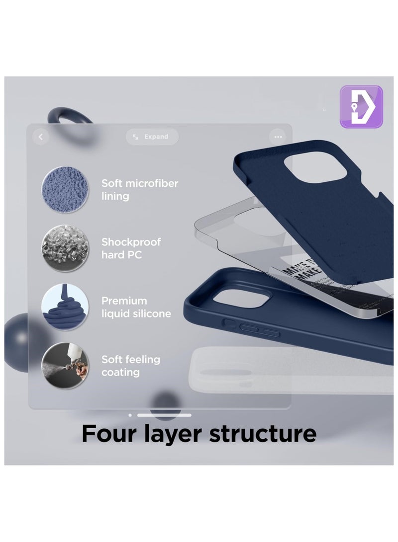 Delivus Iphone Silicone Case - Silky Soft Touch with Grade Drop Protection - Anti-Scratch Microfiber Lining - Shockproof Protective Phone Case Slim Thin Cover (Iphone 15, Navy Blue) - Image 5