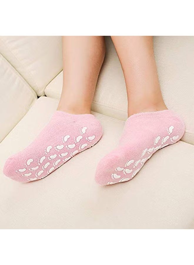 HIAS - "4-Piece Pink Spa Gel Socks & Gloves Set | Deep Moisturizing Therapy for Dry, Cracked Hands & Feet | Reusable, Anti-Slip, Gel-Lined with Essential Oils & Vitamins for Home Spa Treatment" - Image 1
