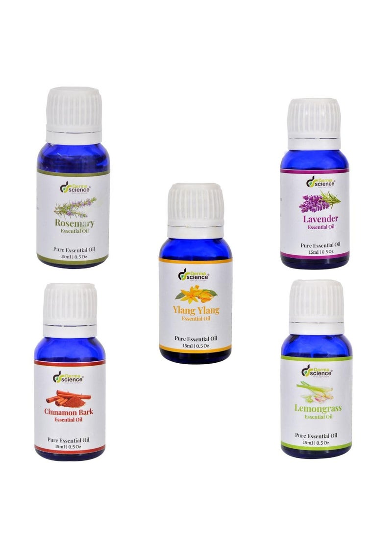 DermaScience Derma Science Ylang Ylang Lavender Rosemary Cinnamon Bark Lemongrass Essential Oil 15ml for Diffusers Wardrobes Concentration Spirituality  - Image 1