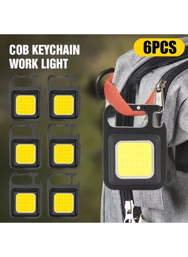 6pcs Ultra Bright Mini USB Rechargeable COB Flashlight With Carabiner And Bottle Opener - Image 2