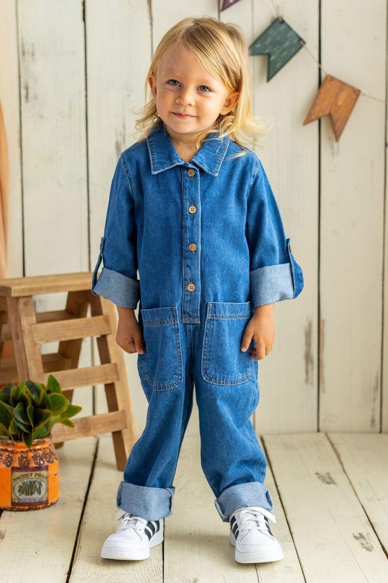 Oliven The Kid Long Sleeve Denim Jumpsuit - Image 3
