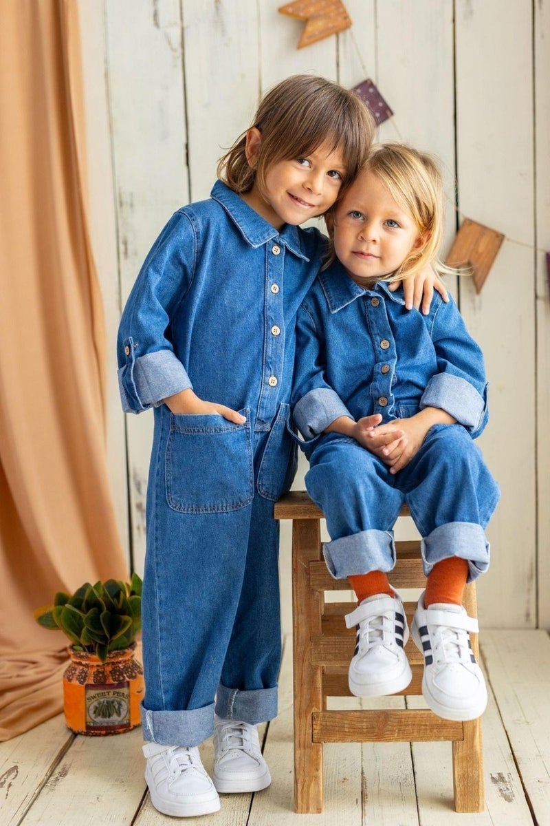 Oliven The Kid Long Sleeve Denim Jumpsuit - Image 1