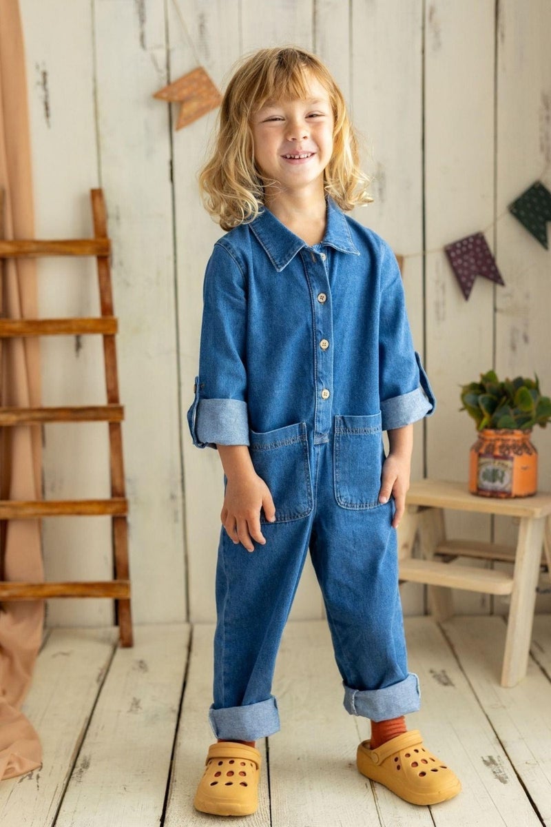 Oliven The Kid Long Sleeve Denim Jumpsuit - Image 2