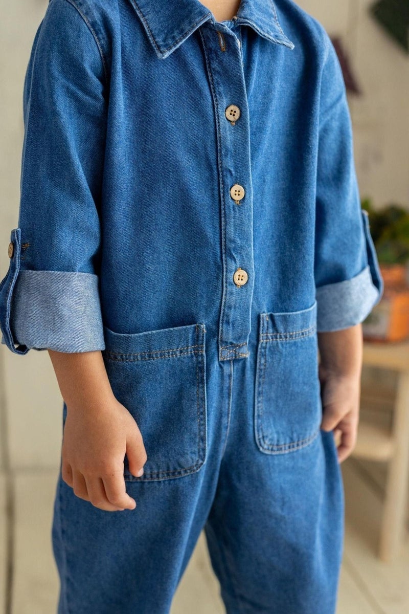 Oliven The Kid Long Sleeve Denim Jumpsuit - Image 4