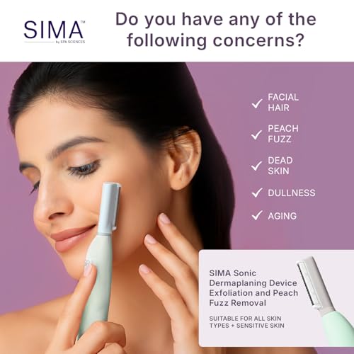 SPA SCIENCES - SIMA Patented Dermaplane Razor for Women Face – Painless 2-in-1 Facial Exfoliation & Peach Fuzz Hair Removal – Anti-Aging – 3 Speeds – Rechargeable – 19 Weeks Treatment - Image 3
