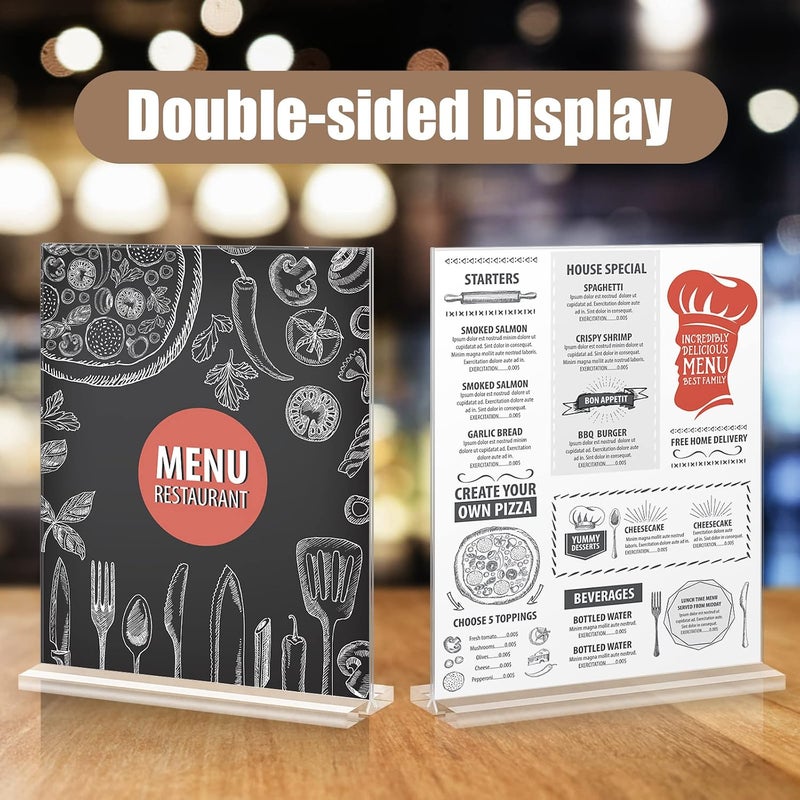 Wbtran Acrylic Sign Holder 8.5 x 11, T Shape Plastic Display Stands 8.5 x 11, Double Sided Clear Sign Holders 8.5 x 11, 8.5 x 11 Acrylic Sign Holder for Paper Display Stand (6 Pack 8.5x11 Inches) - Image 3