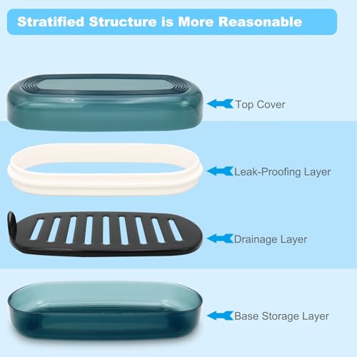 HAYSNA Solid Shampoo Bar Holder, Large Bar Soap Holder, Travel Soap Container, Soap Box with Draining Layer, Soap Case for Bathroom, Traveling, Gym, Camping (Blue Style-1-Large) - Image 3