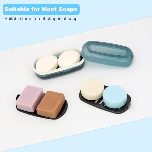 HAYSNA Solid Shampoo Bar Holder, Large Bar Soap Holder, Travel Soap Container, Soap Box with Draining Layer, Soap Case for Bathroom, Traveling, Gym, Camping (Blue Style-1-Large) - Image 2