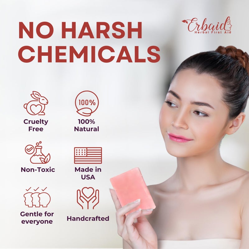 Erbaid Calamine Soap Bar for Itching â€“ All Natural Instant Itch Relief â€“ Calming Calamine Soap for Itchy Skin, Insect Bite, Eczema, Poison Ivy Rash, Chicken Pox â€“ Pure Raw Anti-Itch Body Wash Made in USA - Image 5