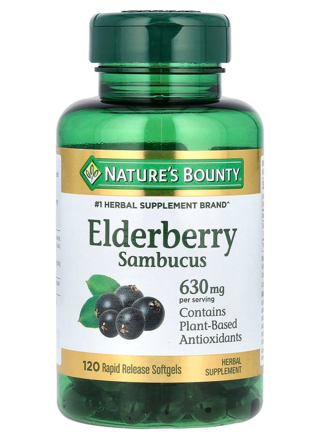 Nature's Elderberry Sambucus 630 mg 120 Rapid Release Softgels (210 mg per Softgel) 