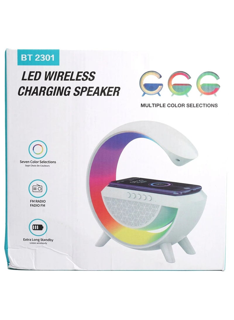 RGB Lamp & Bluetooth Speaker, FM Radio, with Wireless Charging, 3 in 1 Dimmable Night Light with Alarm Clock, 15W Fast Charger & APP Control for Bedroom & Party - Image 2