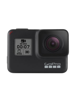 كاميرا هيرو 7 الرقمية لتصوير الحركة بدقة 12 ميجابايت ووضوح فيديو 4K60/1080p240 مع خاصية التصوير البطيء 8x، تدعم البلوتوث والواي فاي وGPS مقاومة للماء، سوداء