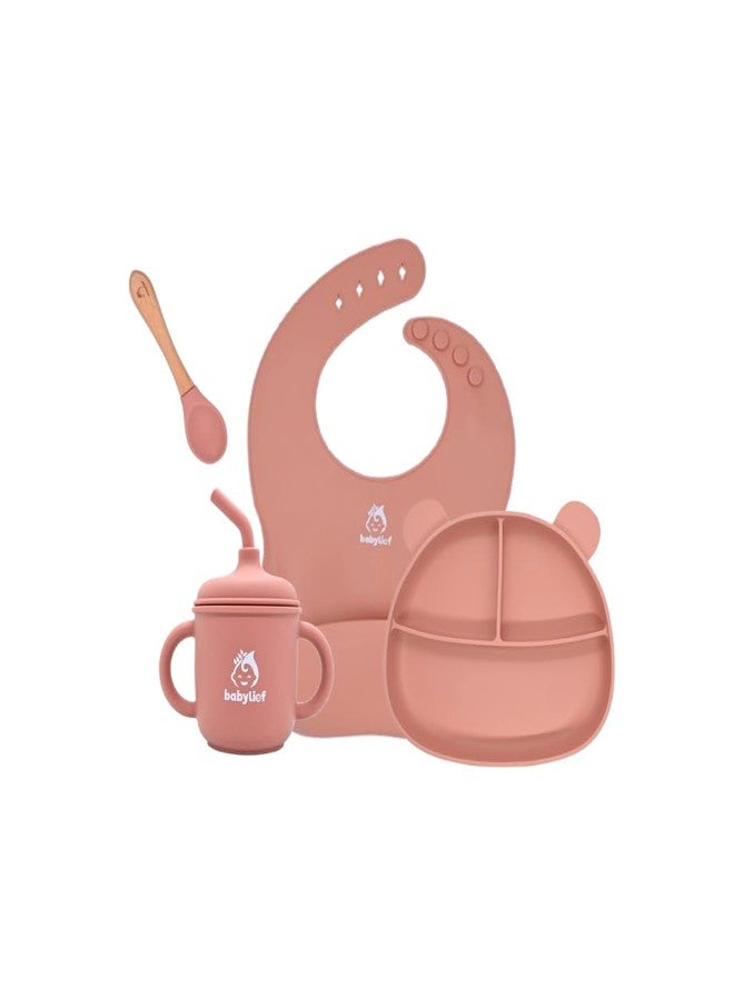 Babylief™ 4 piece Silicone Baby Feeding Set (PINK) - Image 1