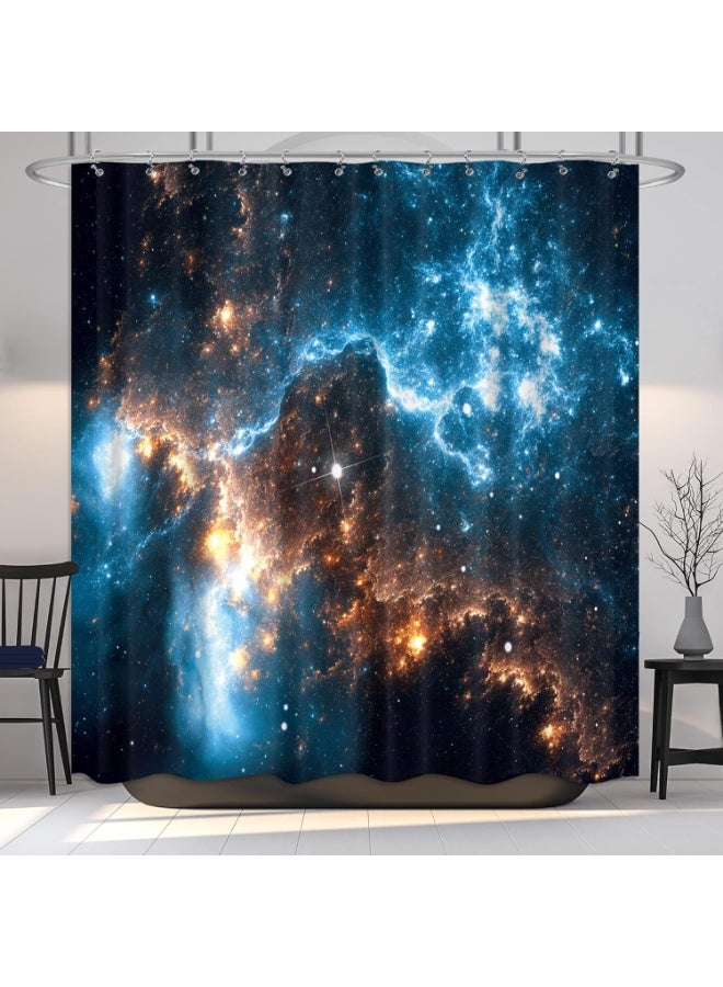 Riyidecor Star Galaxy Planet Shower Curtain Nebula Night Starry Sky Universe Space Fantasy Fabric Waterproof Home Bathtub Decor 12 Pack Plastic Hook 72x72 Inch RY-KKCQ - Image 1