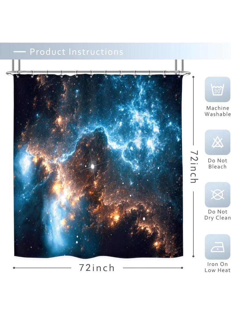 Riyidecor Star Galaxy Planet Shower Curtain Nebula Night Starry Sky Universe Space Fantasy Fabric Waterproof Home Bathtub Decor 12 Pack Plastic Hook 72x72 Inch RY-KKCQ - Image 2