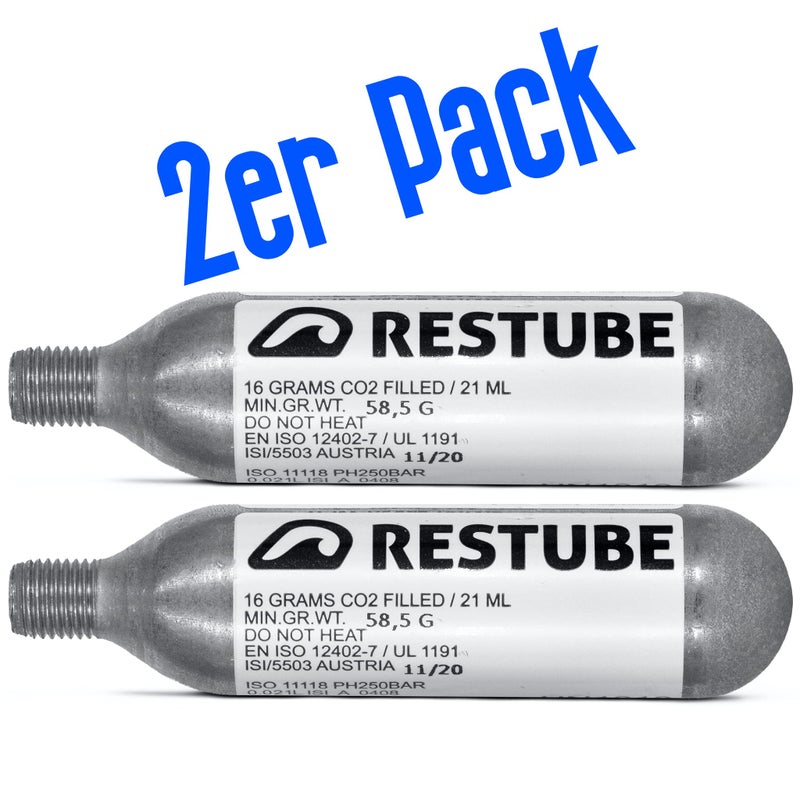 Restube CO2 Replacement Cartridges for One-Pull Inflatable Swim Buoy (Set of 2) - 16g Waterproof Marine CO2 Inflators for Swimming Float Buoyancy Aid - Image 3
