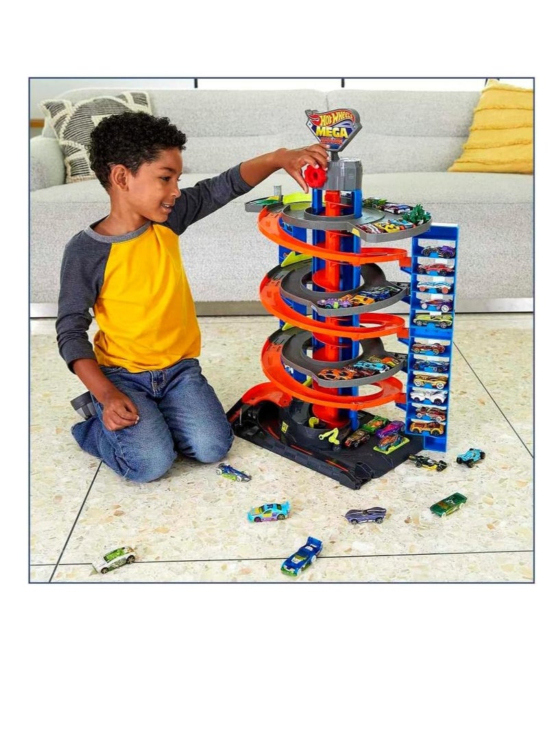 هوت ويلز مجموعة ألعاب سيتي ميجا جاراج مع مركبة واحدة للأطفال من سن 4 سنوات فما فوق - Image 2