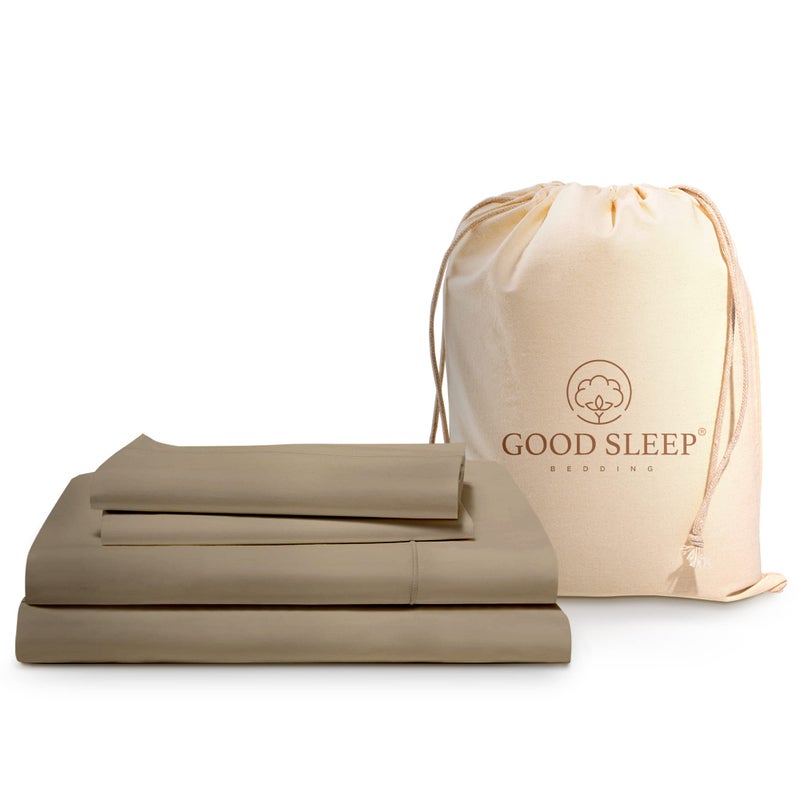 Good Sleep Bedding King Bed Sheet Set  4 Pc 1000 Thread Count Egyptian Cotton Sheets Hotel Style Sheets King Size Deep Pocket Fits Upto 16 Inch Soft  Breathable Sheet  Pillowcase Sets  Taupe