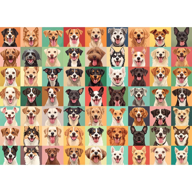 Hiwhy 1000 Pieces Jigsaw Puzzles for Adults - Vibrant Dog Faces - Fun and Challenging Dog Puzzle for Family and Friends - Challenging Puzzle Perfect for Game Nights (19.7x27.6 in) - Image 1