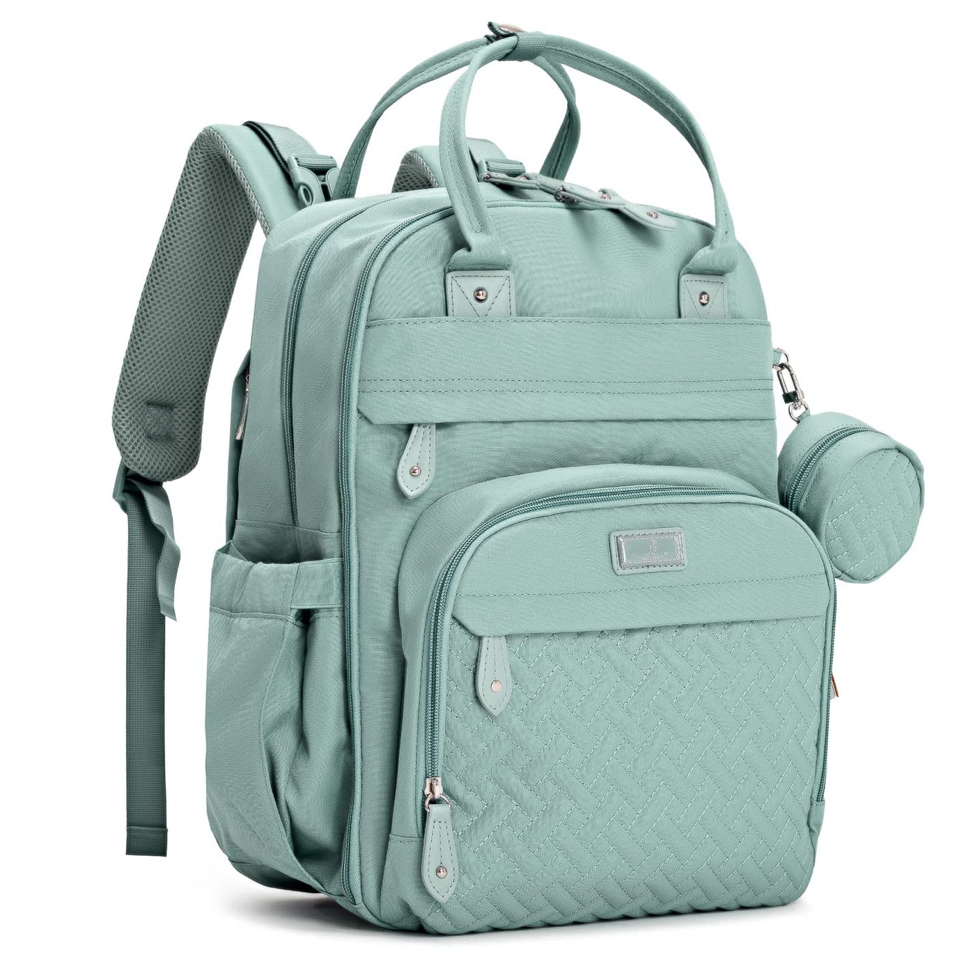 BabbleRoo Diaper Bag Backpack - Baby Essentials Travel Bag - Multi function Waterproof Diaper Bag, Travel Essentials Baby Bag with Changing Pad, Stroller Straps & Pacifier Case – Unisex, Sage Green