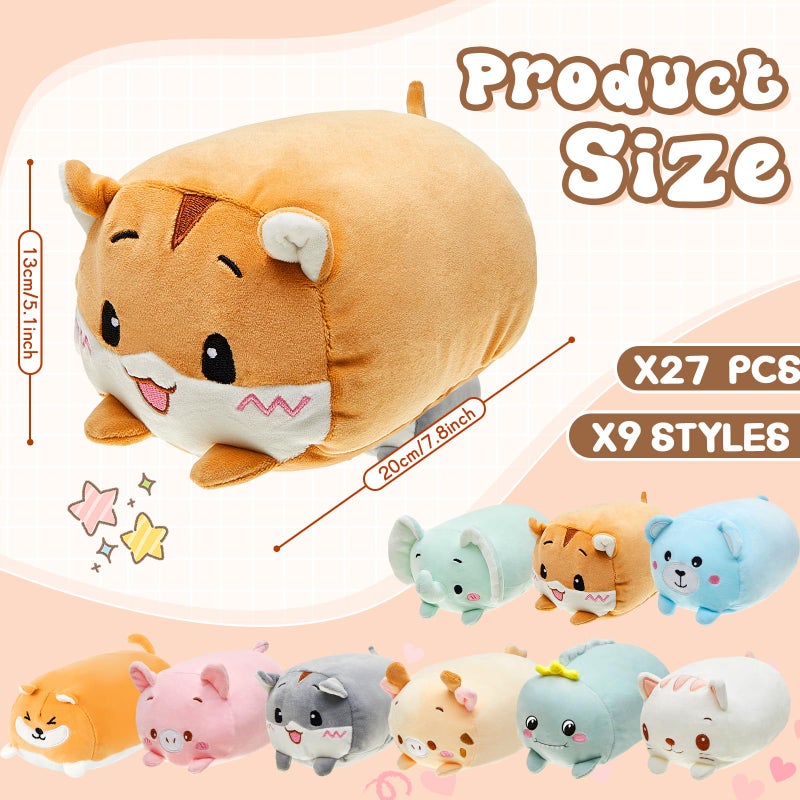Leitee 9 Pcs Stuffed Animals Plush Bulk 8 Inch Cute Plushies Toys Plush Pillow for Boys Girls Birthday Gifts Box Toys for Classroom Prize Kids Party Favors Valentines Gifts in Bulk (Cute Animal) - Image 3