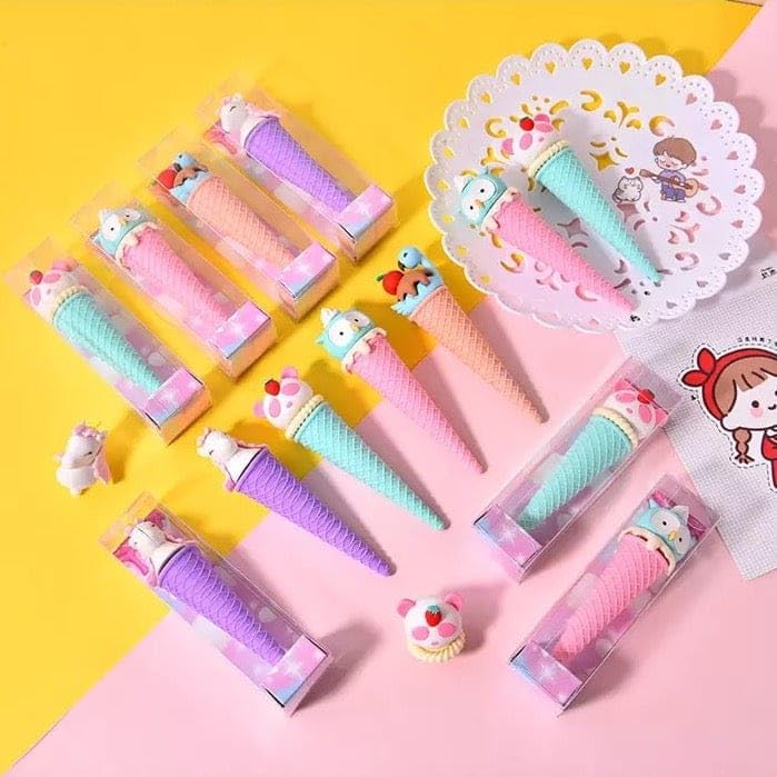 DEOXY Ice-Cream Theme Erasers Set for Kids,Set for Return Gift, Stationary Set for Kids, Rubber Eraser, Stationary – Pack of 4 (QH1001) - Image 2