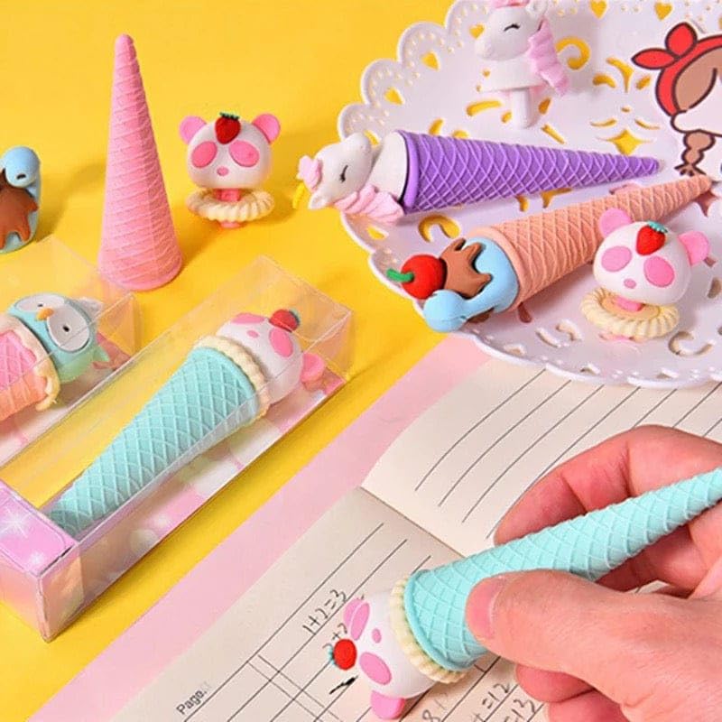 DEOXY Ice-Cream Theme Erasers Set for Kids,Set for Return Gift, Stationary Set for Kids, Rubber Eraser, Stationary – Pack of 4 (QH1001) - Image 3