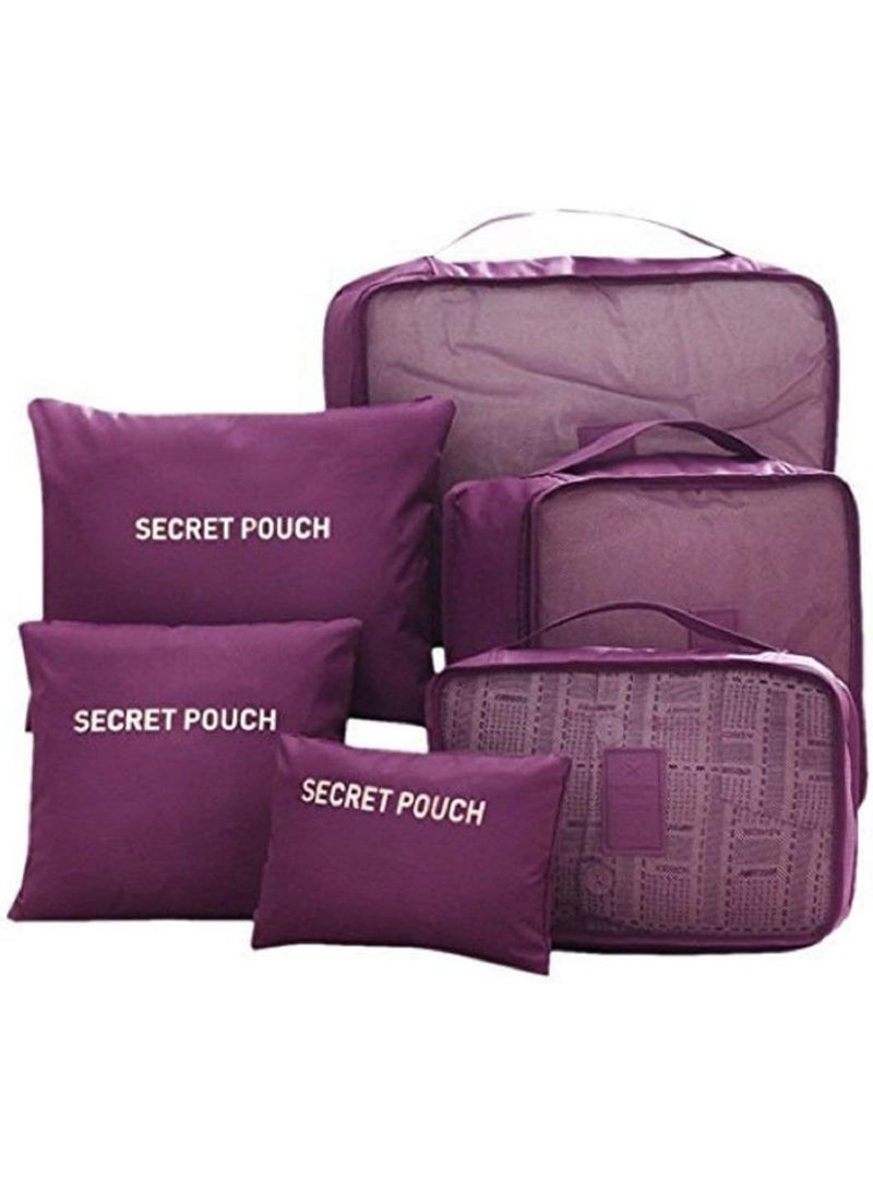 طقم منظمات شنط السفر – 6 قطع من أكياس تنظيم وتخزين الملابس والأحذية والإكسسوارات – قماش نايلون مقاوم للماء، بسحّاب وخفيف الوزن وقابل للطي – متعدد الألوان - Image 3