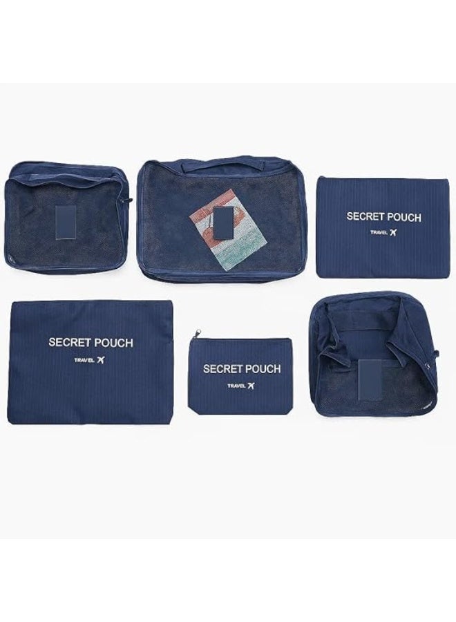 طقم منظمات شنط السفر – 6 قطع من أكياس تنظيم وتخزين الملابس والأحذية والإكسسوارات – قماش نايلون مقاوم للماء، بسحّاب وخفيف الوزن وقابل للطي – متعدد الألوان - Image 4