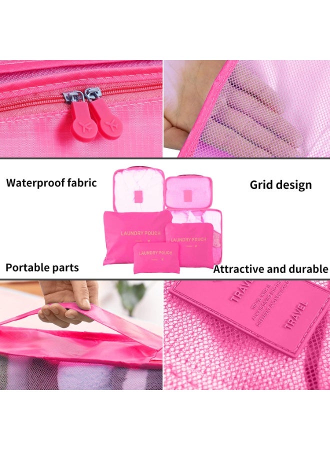 طقم منظمات شنط السفر – 6 قطع من أكياس تنظيم وتخزين الملابس والأحذية والإكسسوارات – قماش نايلون مقاوم للماء، بسحّاب وخفيف الوزن وقابل للطي – متعدد الألوان - Image 5
