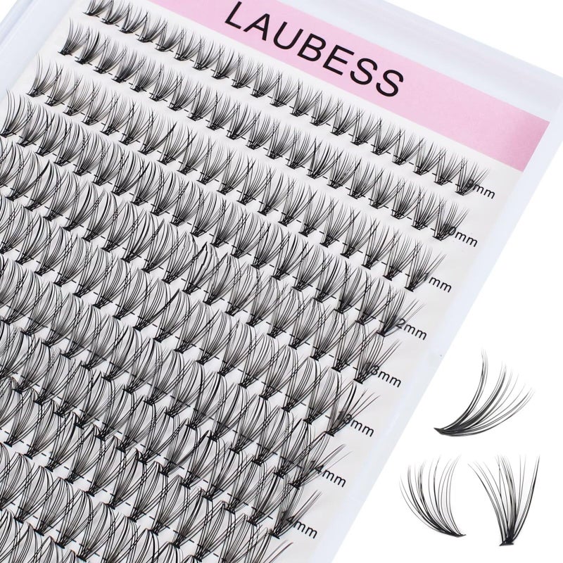 LAUBESS Individual Lashes 240pcs DIY Eyelash Extension 20D C Curl Cluster Lashes Natural Look Long Individual Lash Extensions Volume Lash Cluster Eyelashes 20D007C916mm