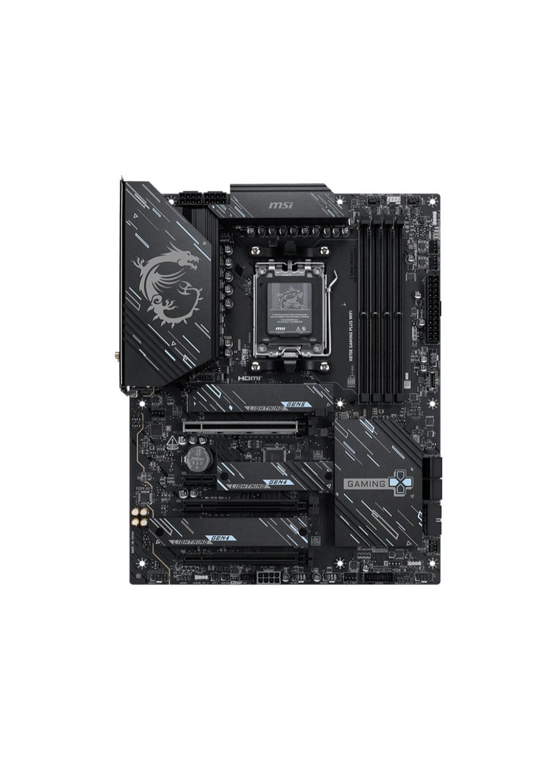 MSI MSI X870E Gaming Plus WiFi ATX Motherboard, AM5 Socket, X870E Chipset, DDR5 up to 256GB, PCIe 5.0, 3x M.2, USB4 40Gbps, Wi-Fi 7, 5GbE LAN, HDMI 2.1 & DisplayPort 1.4, RGB Sync, Extended Heatsinks & M.2 Shield Frozr | 911-7E70-001 - Image 2