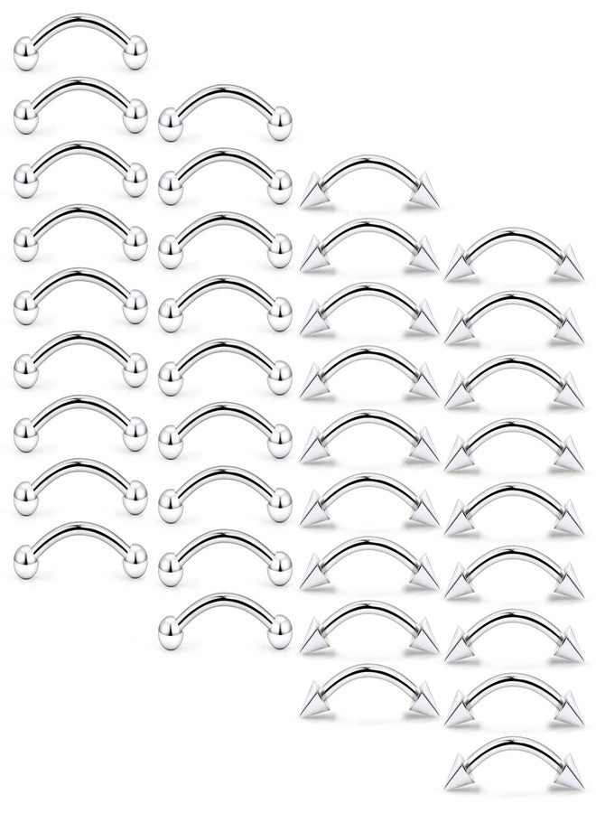 Ftovosyo Eyebrow Studs 16G 36 Pieces 316L Stainless Steel Belly Ring Nipple Helix Cartilage Tragus Curved Barbells Body Piercing Jewelry for Women 6mm with Ball Spike - Image 2