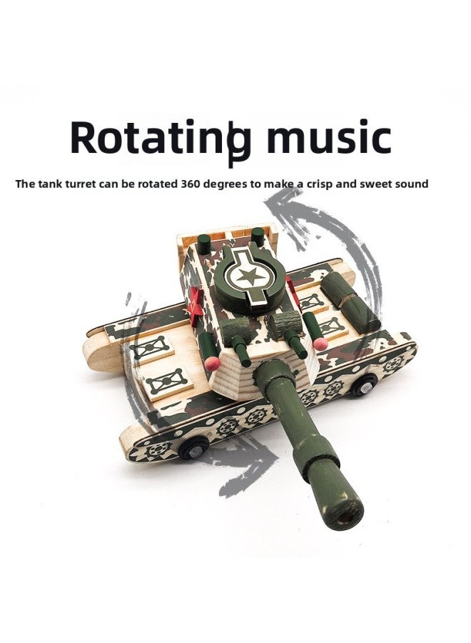 Large Wooden Tank Car Simulation Model Toy Fall-resistant Decompression Music Tank Ornaments Wholesale-Color:Music Camouflage Tank - Image 4