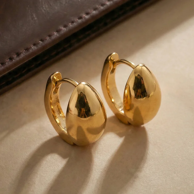 Palmonas 18k Gold Plated Bold Oval Hoop Earrings For Women - Waterproof & Anti-Tarnish