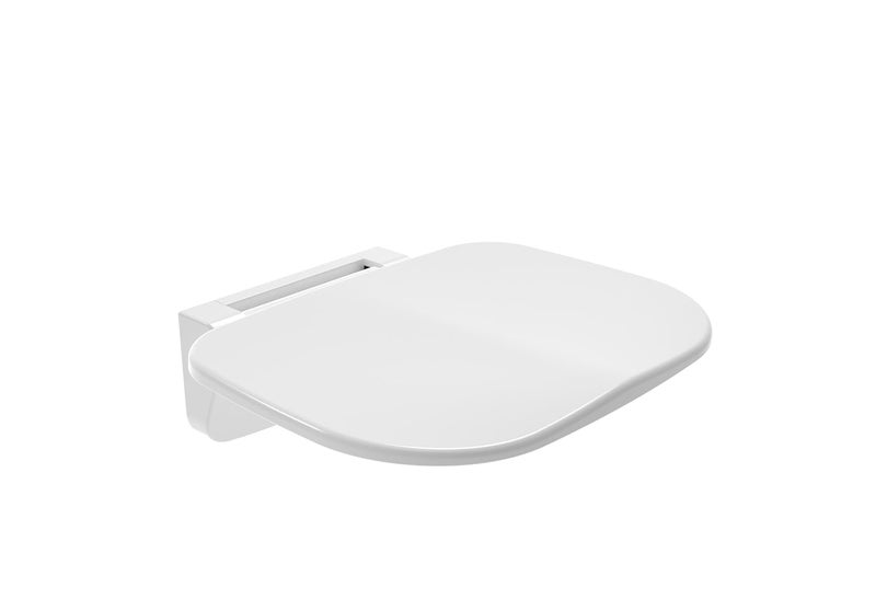 OBLONG Wall Mounted Bath Shower Chair Seat for Bathroom Foldable Chair Folding Seat Stool AntiSlip Safety Chair for Elder Wall Mount Foldable Shower Bathing Chair Shower Seat Pack of 1 White - Image 1