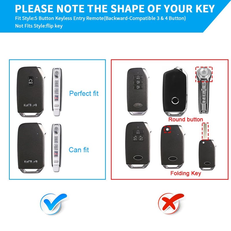 QBUC for Kia Key Fob Cover with Keychain,Car Key Case Shell Protection Fit for Kia K5 Forte Sportage Soul Seltos Telluride Sorento - Image 2