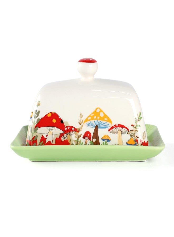Lontcs Mushroom Butter Dish With Lid for Countertop,Ceramic Butter Container Mushroom Decor,Butter Tray Large Butter Dish Covered for Cute Kitchen Accessories,Accesorios Para Cocina - Image 1