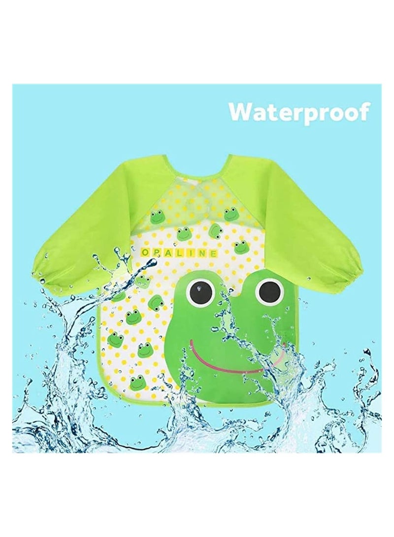 KASTWAVE Long Sleeve Baby Bibs for 6-36 Months Unisex Waterproof Feeding Bibs for Infant Child Toddler, Wipeable Stain, Washable, Lightweight, Stain and Odor Resistant, 4 Pack - Image 4