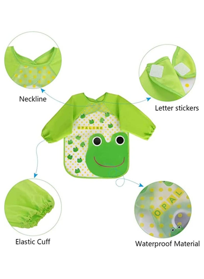 KASTWAVE Long Sleeve Baby Bibs for 6-36 Months Unisex Waterproof Feeding Bibs for Infant Child Toddler, Wipeable Stain, Washable, Lightweight, Stain and Odor Resistant, 4 Pack - Image 3