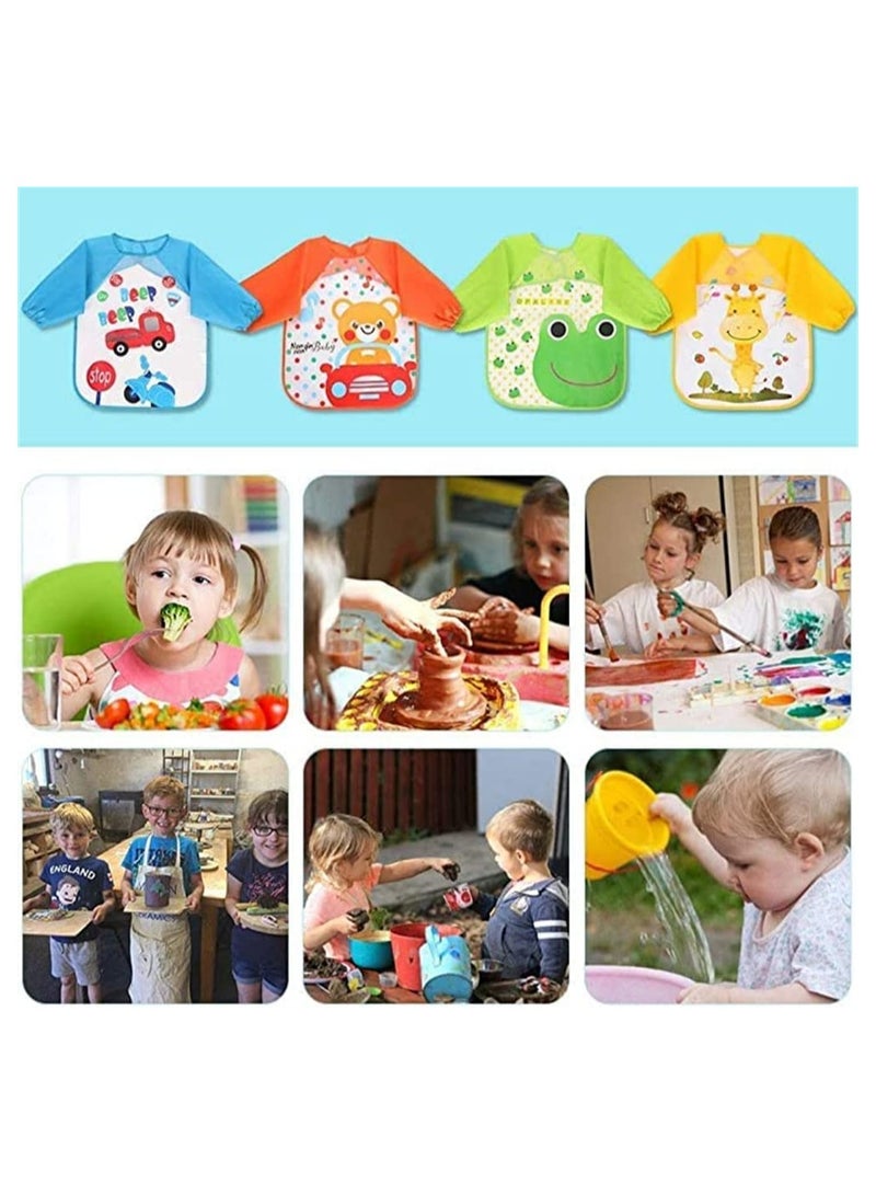 KASTWAVE Long Sleeve Baby Bibs for 6-36 Months Unisex Waterproof Feeding Bibs for Infant Child Toddler, Wipeable Stain, Washable, Lightweight, Stain and Odor Resistant, 4 Pack - Image 2