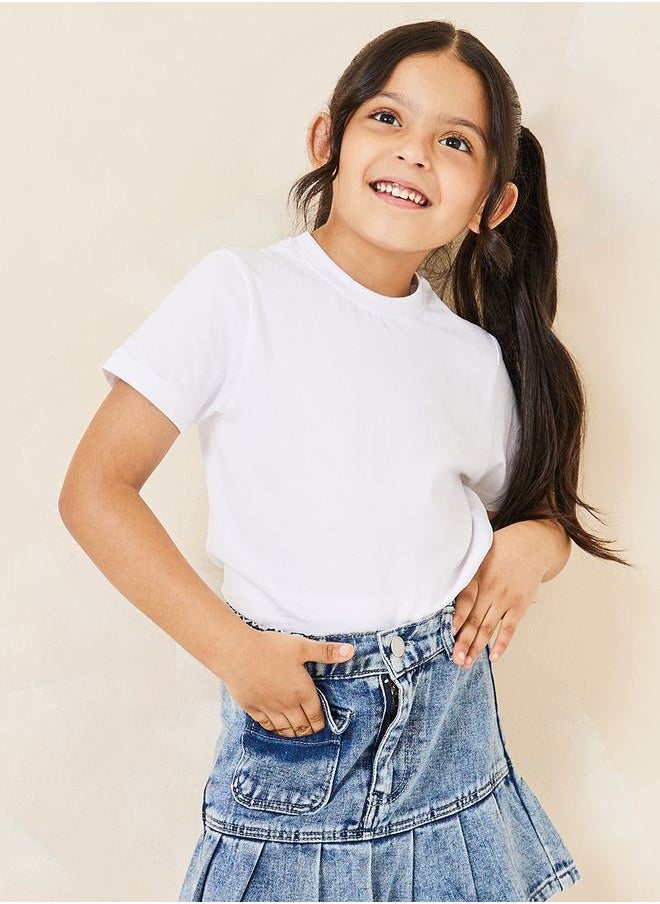 Styli Solid Cotton Round Neck T-Shirt  - Image 1
