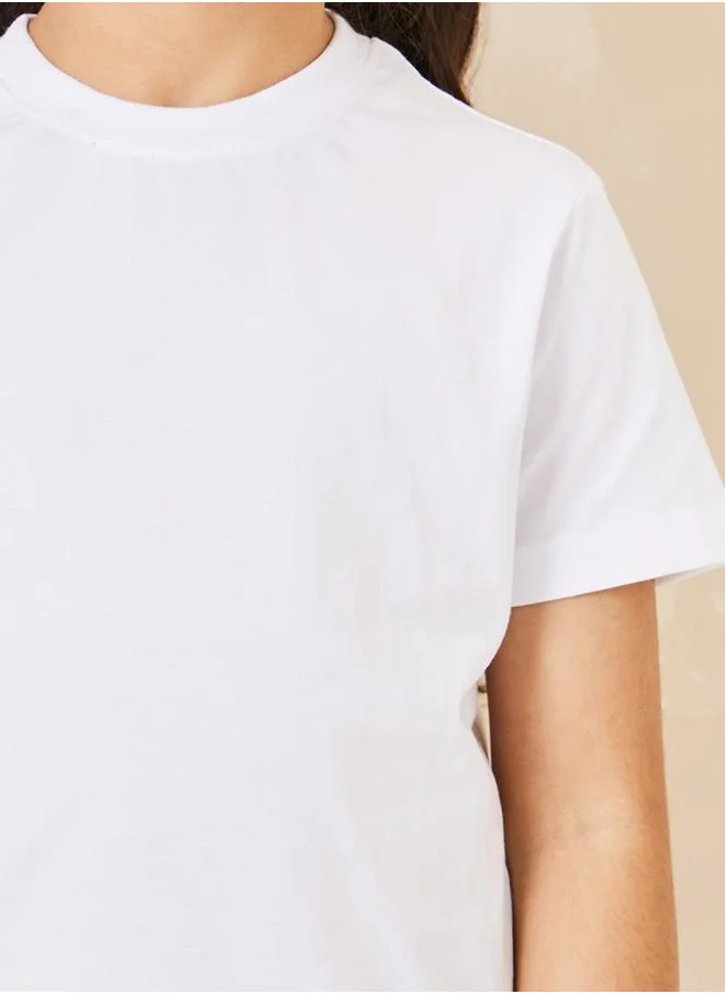 ستايلي Solid Cotton Round Neck T-Shirt