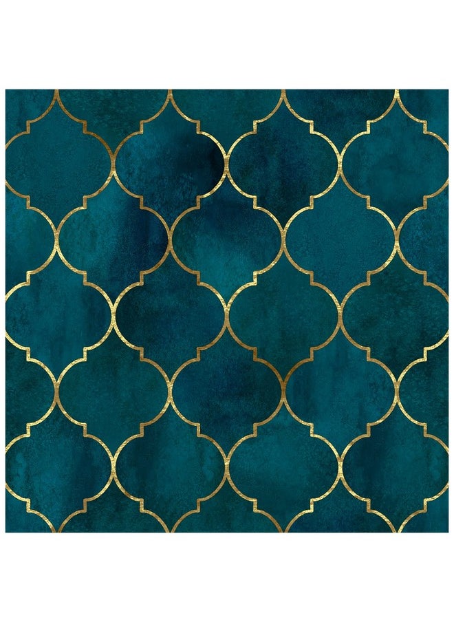 HAOKHOME 96034 Peel And Stick Wallpaper Graphic Trellis Emerald/Sapphire Blue/Gold Removable Contactpaper For Home Bathroom Decorations 17.7In X 9.8Ft  - Image 1