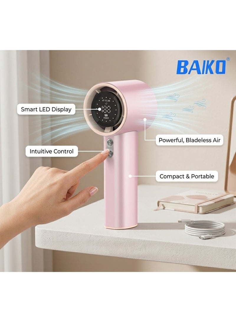 BAIKO GS1 Handheld Portable Fan, 3600mAh Dual-Battery, 13,800 RPM Powerful Motor,  Smart Safety Control, ABS Build - Image 1