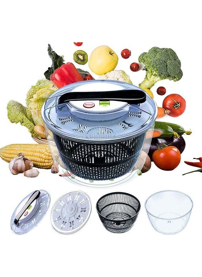DMG TECH - Salad Spinner, Free-Manual Lettuce Dryer and Vegetable Washer, Draining Lettce and Vegetable with Ease, BPA Free Salad Spinner, For Salad Greens, Lettuce, Fruits and Vegetables/5L - Image 1