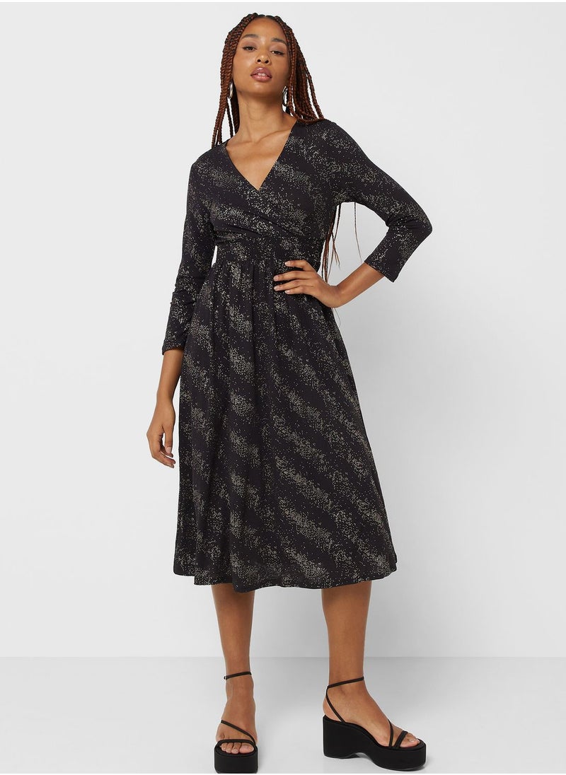 ONLY Foil Print Wrap Dress  - Image 4