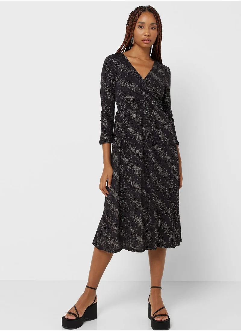 ONLY Foil Print Wrap Dress