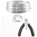 MARRTEUM 100 Loops Silver Memory Beading Wire with Cutter Tool and 6 Size Beading Needles for Jewelry Making DIY Bracelet Necklace Ring Earring Craft Solve Bead Stringing and Cutting Problem - Image 2